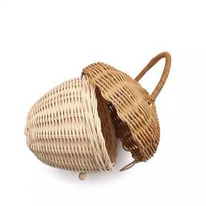 Premium quality rattan acorn bag for <b>kid</b> OEM accepted hand-woven natural baby <b>handbag</b> toys - Product Image 4