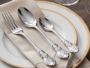 Elegant Metal Flatware Set With <b>Ornate</b> Handles High <b>Mirror</b> Polish Rust Resistant <b>Silver</b> Color Plated Cutlery For Wedding Use - Product Image 6