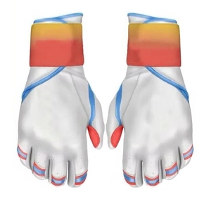 Guantes de Bateo de Béisbol Blancos con Detalles en Rojo y Azul, Agarre Antideslizante, Diseño para Diestros, Entrenamiento Deportivo - Product Image 6