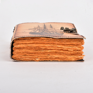 <b>A5</b> Vintage Ship Design Cardboard Lock Diary <b>Notebook</b> with Metal Closure 100 Pages Handmade Paper Journal Travel Writing <b>Notebook</b> - Product Image 4