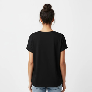 T-shirt pour femme en coton 100% premium de haute qualité, logo personnalisé, uni, coupe slim, manches courtes, respirant, t-shirt uni pour femme - Product Image 4