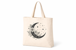 Bolsa de Tela de Algodón Ecológica de 250 g/m² con Estampado Floral Lunar, Bolsa de Compras Reutilizable, Logotipo Personalizado, Duradera, Amani, Dos Asas, 12x13x3 - Product Image 3