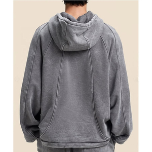 Sudadera con Capucha Personalizada de Felpa Francesa Gruesa, 100% Algodón, Secado Rápido, Estilo Urbano, Lavado Ácido, para Hombre - Product Image 4