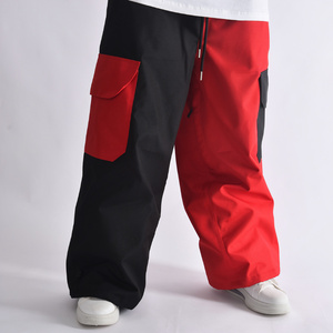 Pantalon de ski pour homme, color-block, imperméable, avec cordon de serrage, rouge et noir, en polyester, pour adulte - Product Image 1