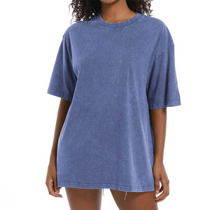 Custom Made Product Women Ringer Acid Wash T Shirt Breathable High Quality Cotton Blended Material Regular Length Distress Tee - Product Image 5