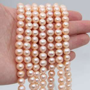 Perlas redondas de agua dulce doradas naturales, perlas de agua dulce para hacer joyas, collar, pulsera, suministros al por mayor - Product Image 1