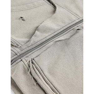 <b>Mens</b> High Quality Distressed Hoodie Vintage Style <b>Pullover</b> Sweatshirt Streetwear Casual Relaxed Fit Hooded Top - Product Image 5