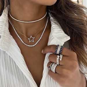 Wholesale 14k Gold Lab Grown Diamond Star Pendant <b>Necklace</b> High Quality Minimalist Fine Jewelry Manufacturer Custom Gold Jewelry - Product Image 4