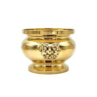 Porte-encens de luxe en laiton de 5 pouces, tête de lion, fait main, laiton véritable, Thaïlande, finition dorée durable, décoration pour temple et maison