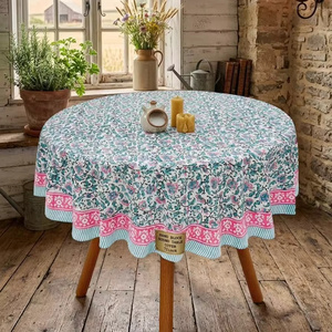 Cotton Round <b>Table</b> Cover Washable Dining Tablecloth Soft Circular <b>Table</b> Linen Durable Premium <b>Table</b> <b>Protector</b> for Home Kitchen - Product Image 2