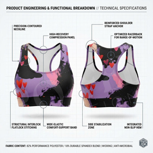 Soutien-gorge de sport personnalisé imprimé, pour fitness, yoga, gym, course à pied, entraînement, débardeur, tissu extensible antichoc, soutien-gorge de sport OEM - Product Image 2