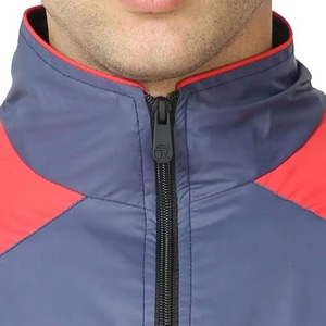 Men's Windproof Bomber <b>Jacket</b> Blue <b>Red</b> Color Blocking Zipper Closure Sporty Style Autumn Wear - Product Image 4