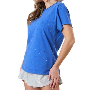 T-shirt personnalisé en jersey solide, écologique, orné de strass étincelants, de qualité supérieure, à séchage rapide, respirant, à manches courtes et doux - Product Image 4