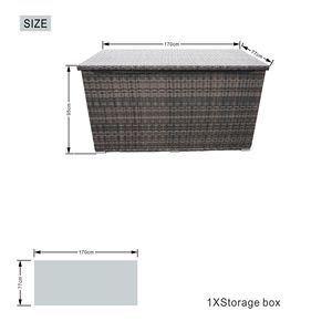 Caja de Almacenamiento para Patio de Mimbre Marrón con Estructura de Acero, Almacenamiento Funcional para Uso en Exteriores - Product Image 3