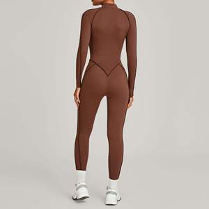 Combinaison sans manches ZULARI IMPEX pour femme, sans couture, zippée, longueur intégrale, couleur unie, ajustée, vêtements de sport en coton, col montant - Product Image 4