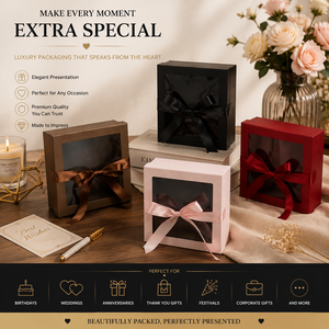 Luxury Gift Boxes with Ribbon Closure Premium <b>Window</b> Rigid Packaging Boxes for Jewelry Cosmetics Wedding Gifts and Occasions - Product Image 6