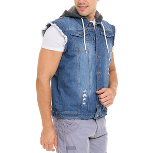 Nuevo Diseño Chaleco Vaquero sin Mangas para Hombre con Solapa, Logotipo Personalizado, Casual, Ajuste Delgado, Estilo Hip Hop, con Agujeros Arcaícos - Product Image 5