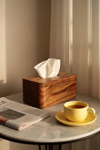Boîte à mouchoirs de luxe en bois massif de noyer, support rectangulaire arrondi pour serviettes, distributeur de papier de bureau, rangement minimaliste, objet décoratif - Product Image 4