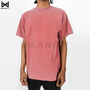 เสื้อยืดคอตตอนหนาน้ำหนักมากสไตล์วินเทจสำหรับผู้ชาย ย้อมสีแบบ Garment Dyed ทรงโอเวอร์ไซส์ สตรีทแวร์ เสื้อยืดเปล่าๆ แฟชั่นลำลอง - Product Image 2