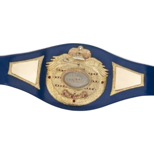 Nouvelle ceinture de championnat royale de qualité supérieure en cuir bleu personnalisable avec titres de lutte or et rouge - Product Image 2