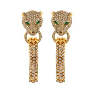 Pendientes de Diamantes Naturales Savage Elegance Panther de 9–10 Quilates, Oro de 14 Quilates, Ojos de Esmeralda, Certificados por IGI, Pendientes de Diamantes Naturales Auténticos - Product Image 3