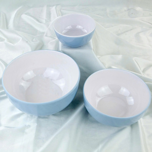 Melamine Soup Dish Blue <b>White</b> Luxury Polished Durable 3pc <b>Set</b> Food Grade Certified Dishwasher Microwave Safe Non-Toxic - Product Image 5