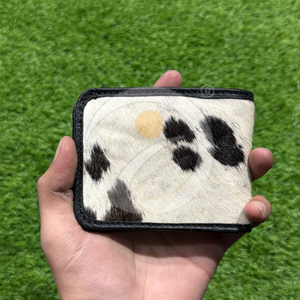 Handmade Cowhide Leather Wallet Hair On Hide <b>Slim</b> Bifold Wallet <b>Card</b> <b>Holder</b> Leather Wallet Lightweight Stylish Carry - Product Image 1