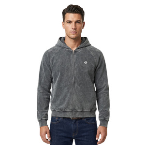 เสื้อฮู้ดซิปผ้าคอร์ดูรอยสำหรับผู้ชาย ทรงหลวม สไตล์สตรีทแวร์ ผ้าริบ แต่งโลโก้ได้ ขายส่ง - Product Image 1