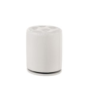 Tabouret de vanité pivotant rond Glam Contemporary, 1 pièce, blanc, siège rembourré capitonné - Product Image 1