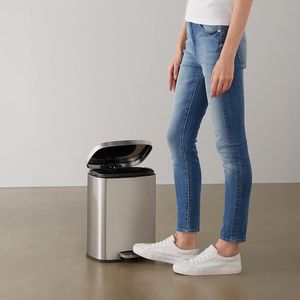 12 Liter/3.1 Gallon Satin Nickel Step Pedal Trash Can Soft-Close <b>Lid</b> Removable Inner Bucket Brushed Stainless Steel Waste <b>Bins</b> - Product Image 2