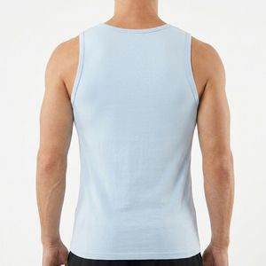 Camiseta sin Mangas de Punto Informal de Alta Calidad en Poliéster/Algodón para Hombre |   Camisa sin mangas transpirable para verano |   Chaleco de Gimnasio con Logotipo Personalizado - Product Image 2