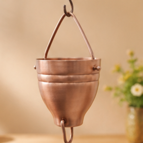 โซ่รับน้ำฝนแบบแขวนทำจากทองแดง ตกแต่งสวนภายนอก สไตล์เรียบง่าย - Product Image 2