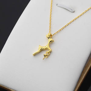 Pendentif en argent S925 cerf/eland avec chaîne de perles (7-13 perles) pour femme, accessoires de bricolage semi-finis, apprêts de bijoux pour collier 352 - Product Image 2