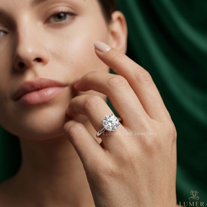 Bague de fiançailles de luxe en or blanc 9K 10K 14K 18K avec diamant de laboratoire taille ronde pour femme, certifiée IGI - Product Image 6