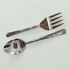 Set de couverts modernes en acier inoxydable pour mariage royal avec poignée unie plaquée argent Set de service pour bar à salade - Product Image 1