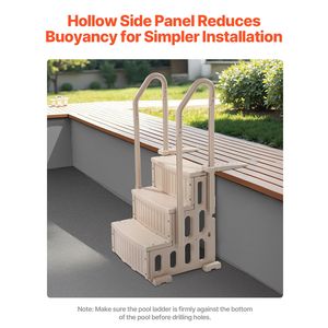 Scaletta per Piscina a 3 Gradini in Plastica con Corrimano Antiscivolo, Carico Massimo 180 kg, 91-122 cm - Product Image 4