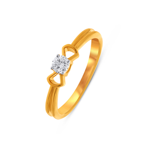 Bague solitaire Aurora Glow avec diamant étincelant, design en boucle en or jaune poli, bague de fiançailles minimaliste - Product Image 1