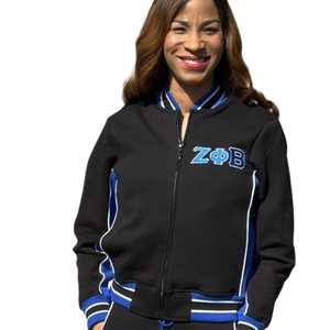 Zeta Phi Beta Black Air Tech Fleece Warm Up <b>Jacket</b> <b>Women</b> Athletic Zip Up <b>Jacket</b> Greek Sorority Streetwear <b>Lightweight</b> Sport Coat - Product Image 3