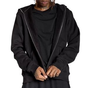 100% algodón de alta calidad personalizado de los hombres Full Zip up Hoodie French Terry Blank Drop Shoulder puff impresión Sudadera con capucha para hombres - Product Image 4