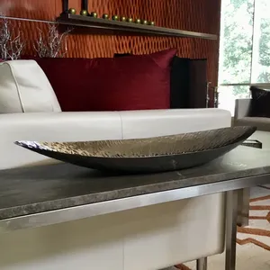 Moderno Cuenco Decorativo de Metal, Centro de Mesa Hecho a Mano de Primera Calidad para la Mesa del Comedor, Cuenco Artístico de Cerámica Seguro y Plateado - Product Image 1