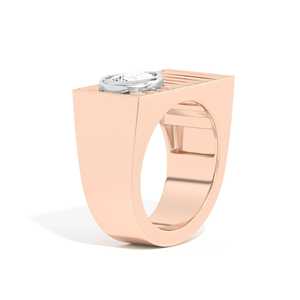 Anillo de Oro de 14K con Diamante de Laboratorio en Forma de Pera, Banda Ancha con Engaste Descentrado, 1 Quilate, Joyería para Hombre, Precio de Fábrica al por Mayor - Product Image 4