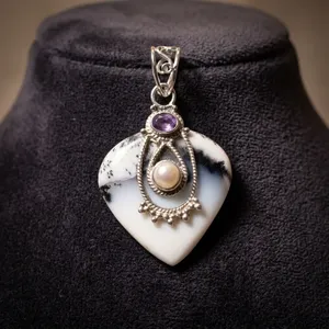 925 Sterling Silver Dendrite Agate Pendant Handmade Natural Gemstone Pearl Amethyst Statement Jewelry for Women - Product Image 4
