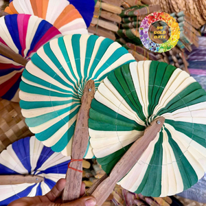 Abanico de Mano Ecológico Hecho a Mano con Diseño de Flores de Bambú, 99 GOLD DATA, para Decoración de Bodas, Hogar y Festividades - Diseño Boho/Coastal - Product Image 1