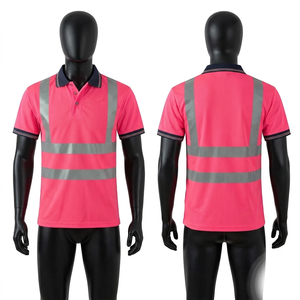 Polo de travail en polyester 260 GSM Bird Eye, violet et noir, avec panneau réfléchissant, uniforme de sécurité, broderie personnalisée - Product Image 3