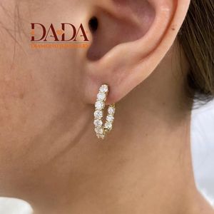 Aros Clásicos Redondos con Diamantes Cultivados en Laboratorio, Chapados en Oro y Rodio, Aros Premium para Mujeres Modernas, Regalo de Aniversario - Product Image 1