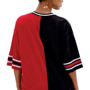 Custom Women Oversized Mesh American Football Jersey Tee OEM Two Tone Sports Streetwear V Neck Graphic Team Fashion Sports Top - Product Image 2