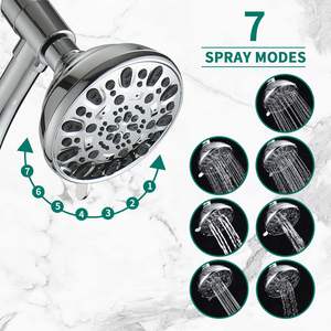 Set Doccia Doppio Sistema Spa in Acciaio Inossidabile con Barra Scorrevole, Soffione a Pioggia a 7 Impostazioni, Doccetta e Set Rubinetteria Bagno Senza Foratura - Product Image 5