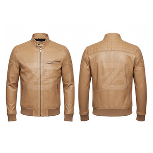 2024 <b>Men's</b> Custom Pure Colour Windproof <b>Waterproof</b> Stand Collar Leather Motorcycle <b>Jacket</b> High Street Style Latest Fashion - Product Image 4