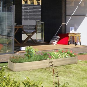 96\" X 24\" X 10\" Wooden Raised Garden Bed with 2 <b>Planter</b> <b>Boxes</b> Non-Woven Fabric Liner for Patio Natural & Eco-Friendly Product - Product Image 2