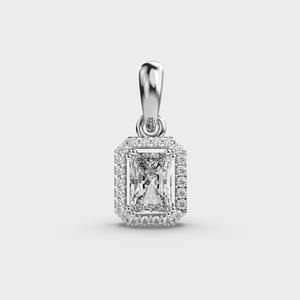 Radiant Cut <b>Diamond</b> Halo Pendant in 9KT White/Rose/Yellow Gold Vintage Style Rhodium Plated IGI Certified Women's <b>Jewelry</b> - Product Image 6